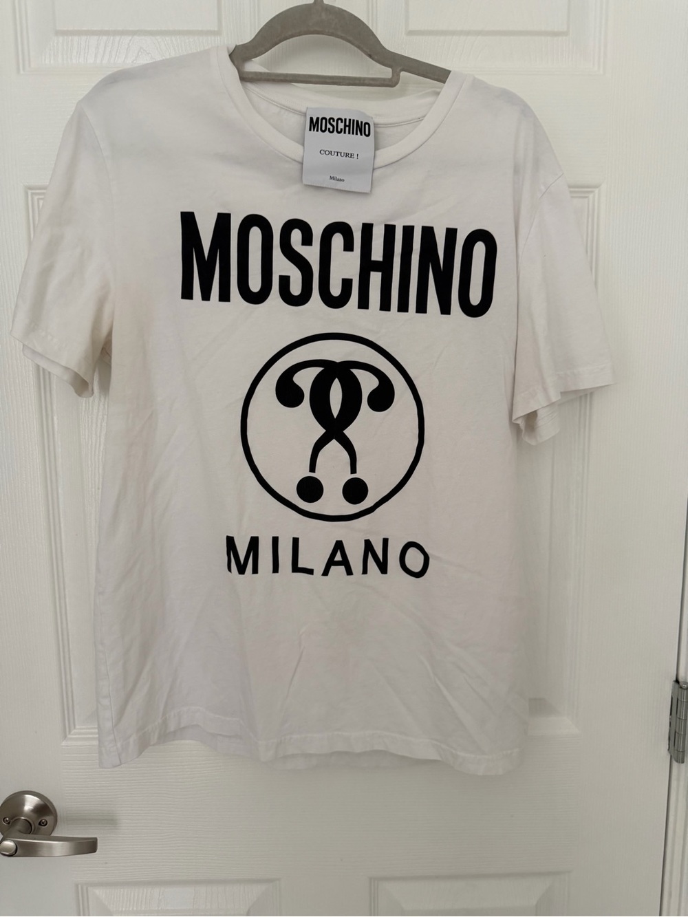 Moschino White T-Shirt with Black Logo